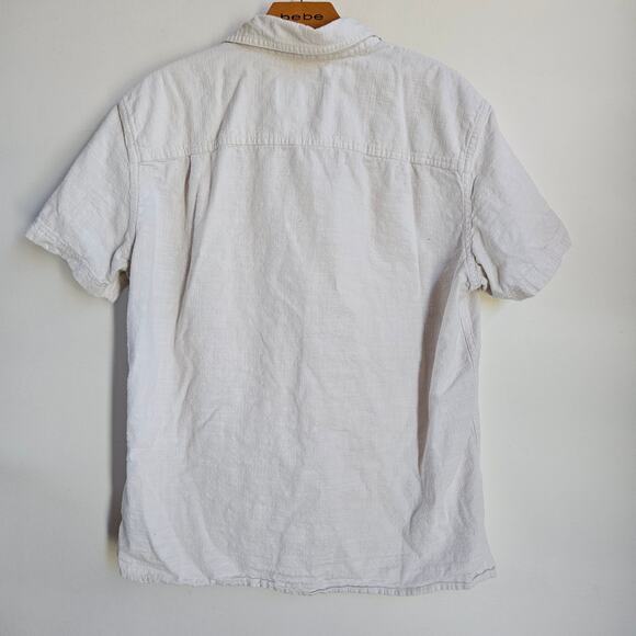 American Eagle White Button Front Short Sleeve Shirt Size M Men's Beachy Casual - Picture 2 of 8